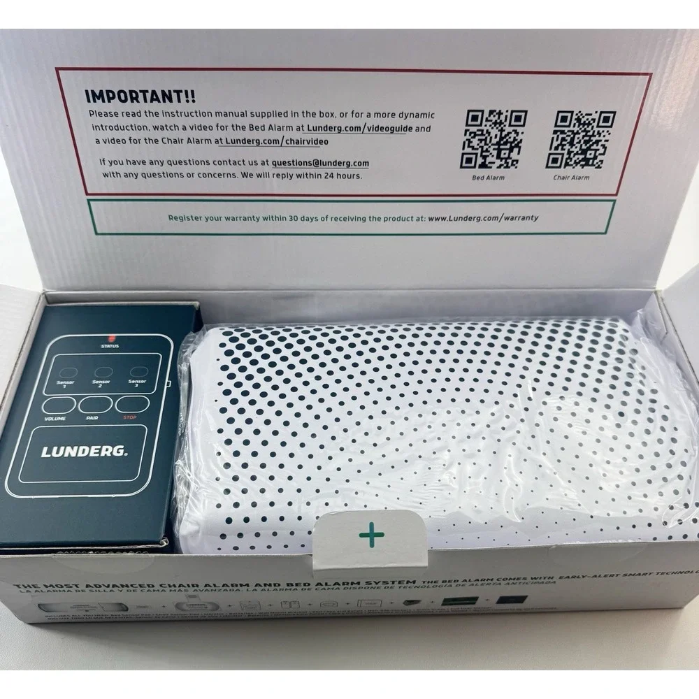 Lunderg Bed Alarm System Wireless Caregiver Alert Chair Pad Fall Prevention
